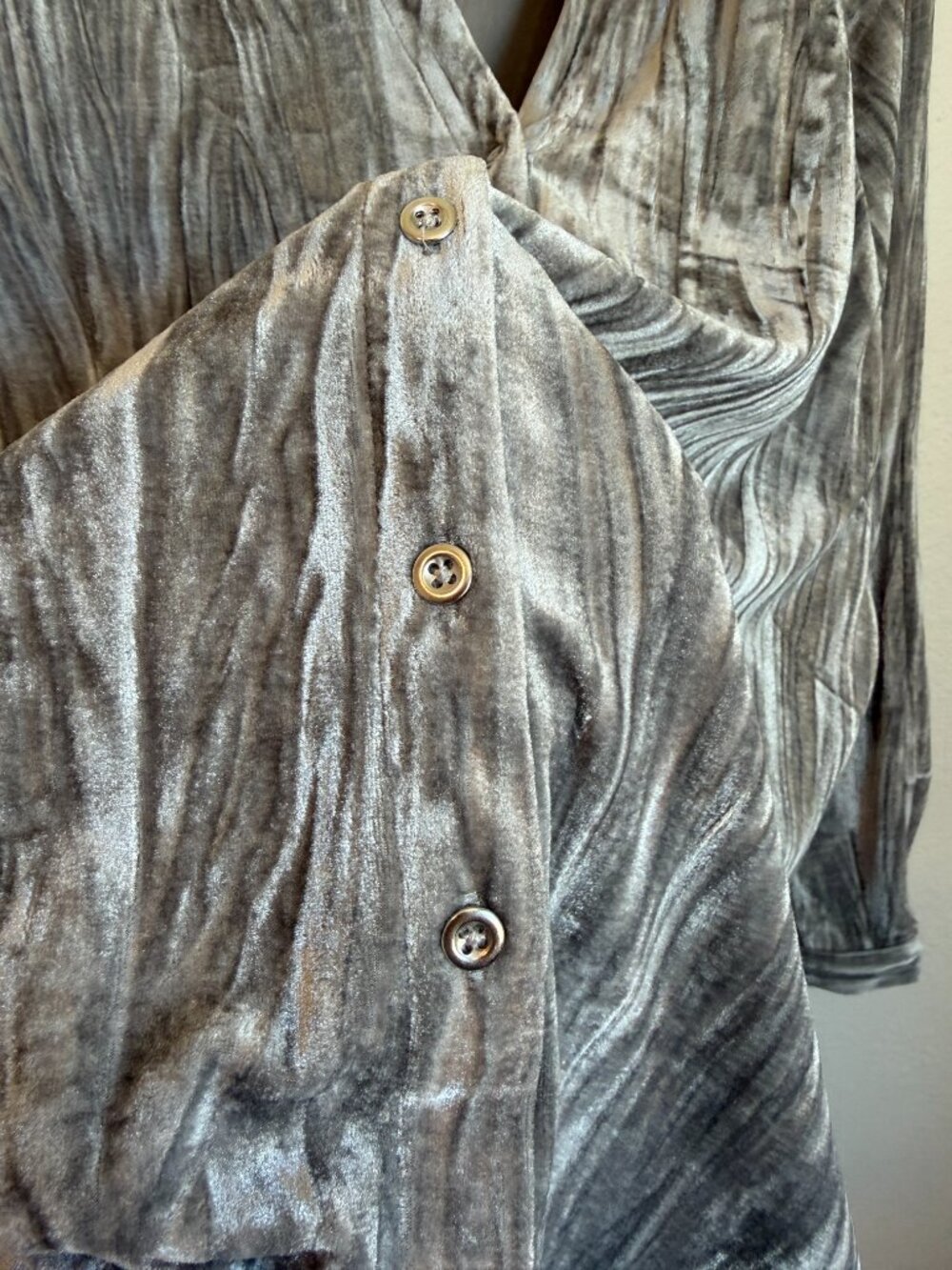 Silver Velvet Hippie Boho Western Button Up Tunic Blouse XL - Picture 4 of 8